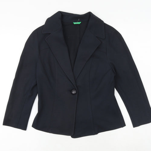 United Colors of Benetton Womens Blue Jacket Blazer Size 14 Button
