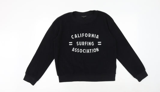 Topshop Womens Black Cotton Pullover Sweatshirt Size 8 Pullover - California Surfing Association