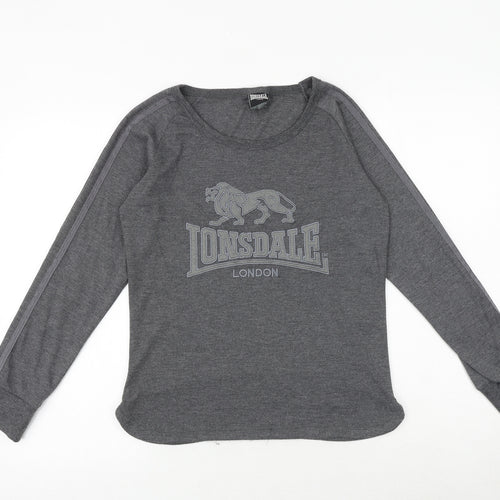 Lonsdale Womens Grey Polyester Pullover Sweatshirt Size 12 Pullover