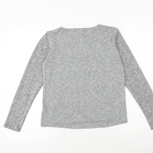 H&M Girls Grey Geometric Viscose Basic T-Shirt Size 10-11 Years Round Neck Pullover - We are Young