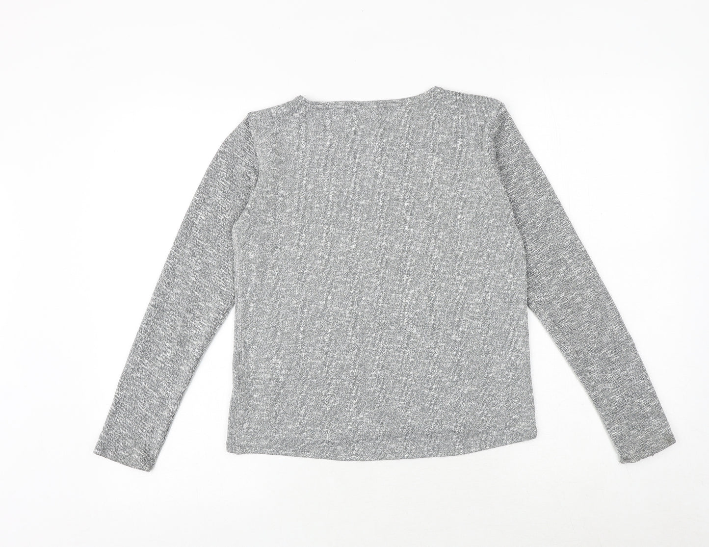 H&M Girls Grey Geometric Viscose Basic T-Shirt Size 10-11 Years Round Neck Pullover - We are Young