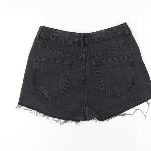 H&M Womens Black 100% Cotton Cut-Off Shorts Size 6 Regular Zip