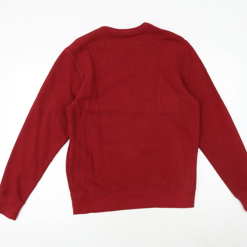 Lands' End Mens Red Cotton Pullover Sweatshirt Size S