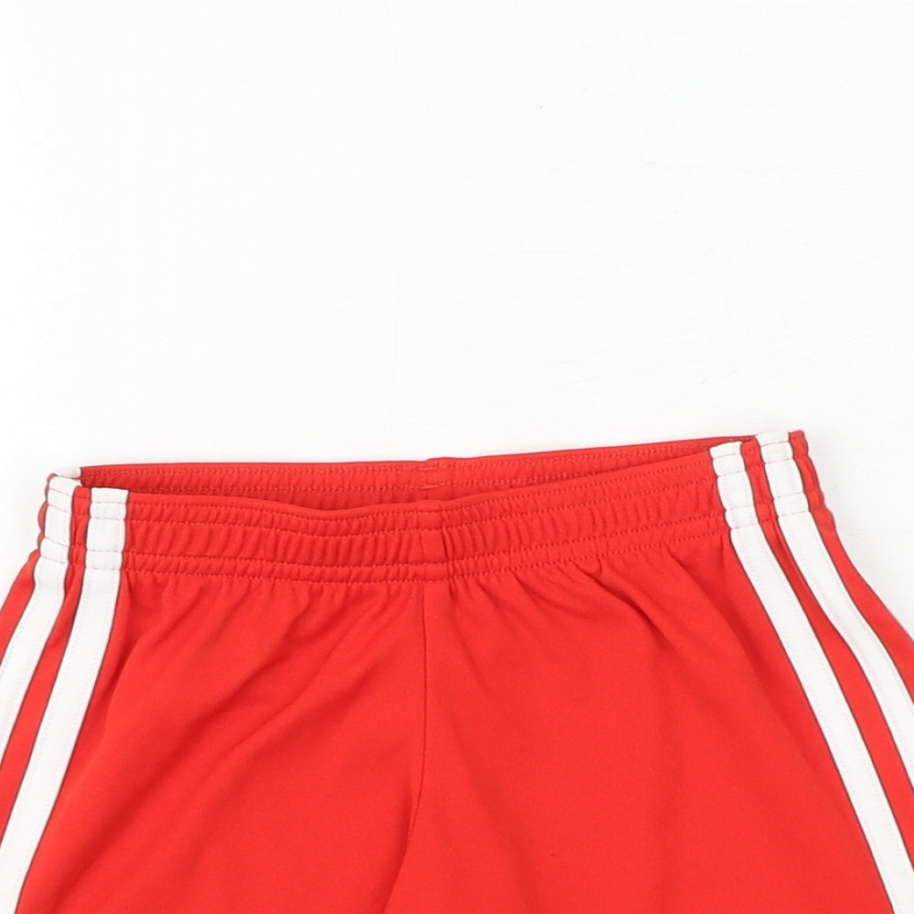 adidas Boys Red Striped Polyester Sweat Shorts Size 3-4 Years Regular - Wales