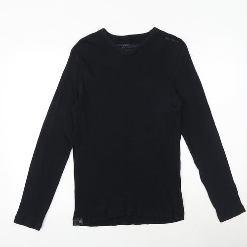 Burton Mens Black V-Neck Cotton Pullover Jumper Size M Long Sleeve