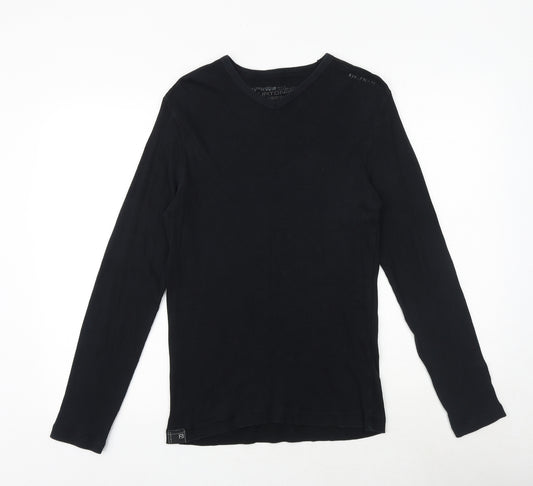Burton Mens Black V-Neck Cotton Pullover Jumper Size M Long Sleeve