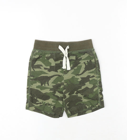Gap Boys Green Camouflage 100% Cotton Sweat Shorts Size 2 Years Regular Drawstring