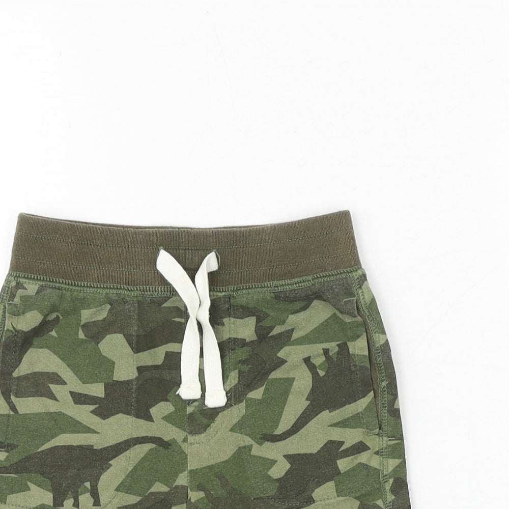 Gap Boys Green Camouflage 100% Cotton Sweat Shorts Size 2 Years Regular Drawstring