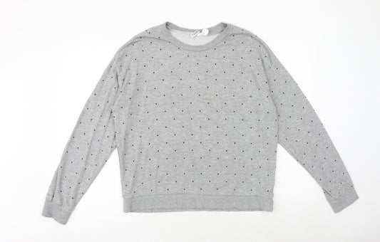 H&M Womens Grey Polka Dot Cotton Pullover Sweatshirt Size L Pullover