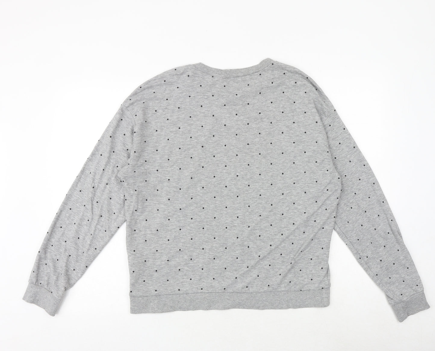 H&M Womens Grey Polka Dot Cotton Pullover Sweatshirt Size L Pullover
