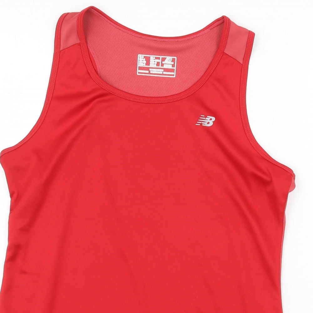 New Balance Mens Red Polyester Basic Tank Size M Round Neck Pullover