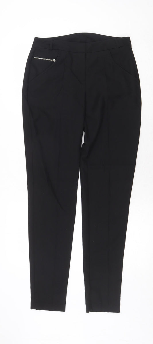 Select Womens Black Polyester Trousers Size 8 Regular Zip