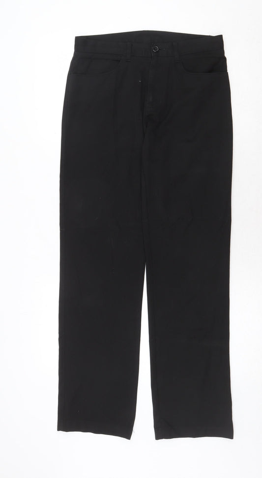 NEXT Mens Black Polyester Trousers Size 28 in Regular Zip