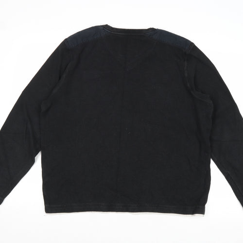 Burton Mens Black Round Neck Cotton Pullover Jumper Size L Long Sleeve
