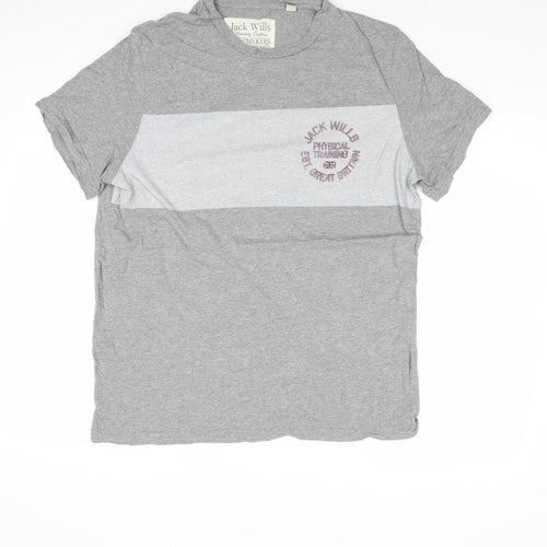 Jack Wills Mens Grey Cotton T-Shirt Size M Round Neck