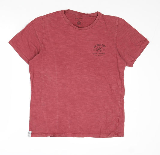 NEXT Mens Red Cotton T-Shirt Size M Round Neck - Volkswagen Body Shop