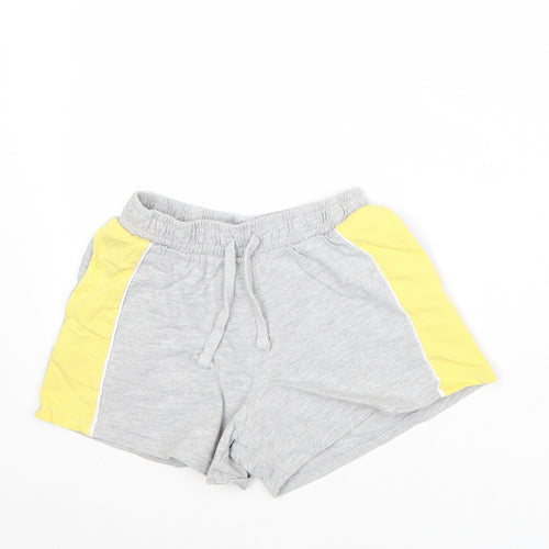 Very Girls Grey Striped Cotton Sweat Shorts Size 11 Years Regular Drawstring
