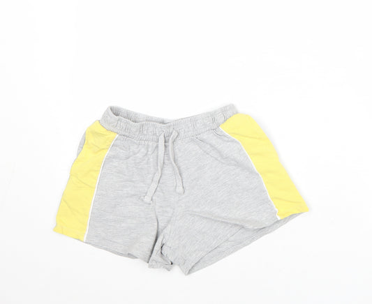 Very Girls Grey Striped Cotton Sweat Shorts Size 11 Years Regular Drawstring