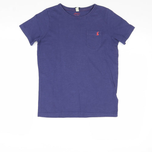 Joules Boys Blue Cotton Basic T-Shirt Size 11-12 Years Round Neck Pullover