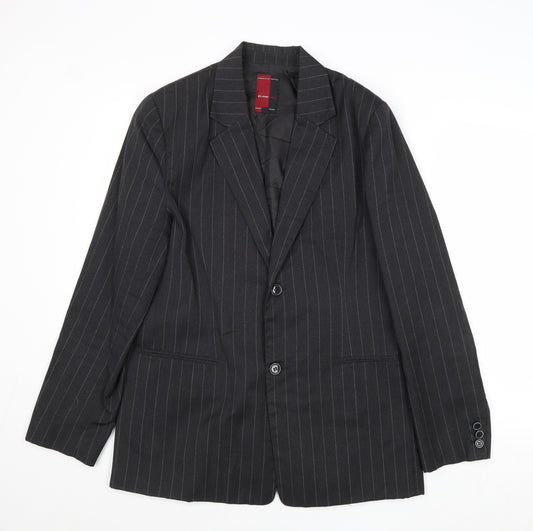 St-Martins Mens Grey Polyester Jacket Suit Jacket Size 38 Regular - Pinstripe