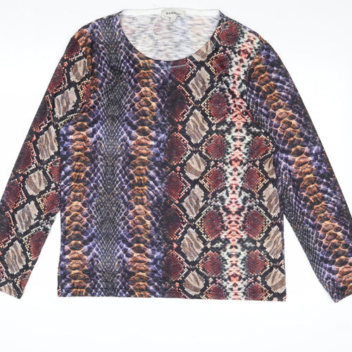 BASSINI Womens Multicoloured Animal Print Polyester Basic T-Shirt Size L Round Neck - Snake Skin Print