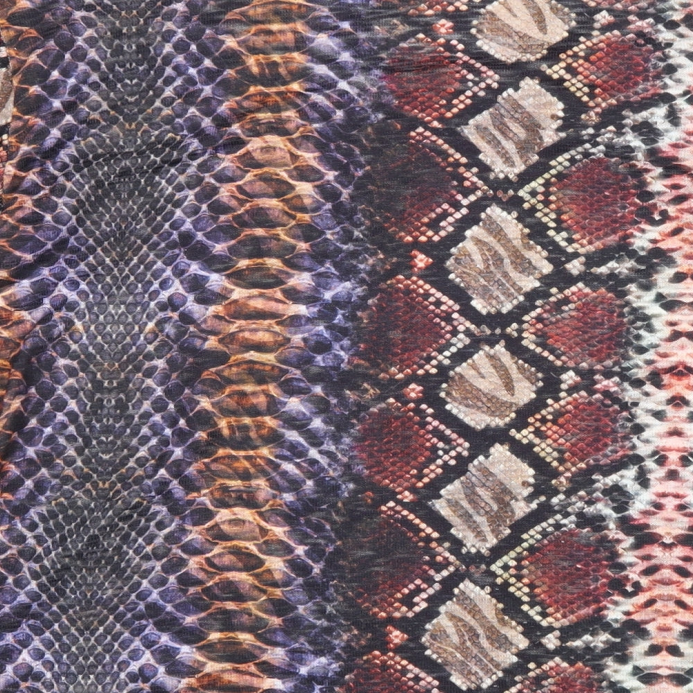 BASSINI Womens Multicoloured Animal Print Polyester Basic T-Shirt Size L Round Neck - Snake Skin Print