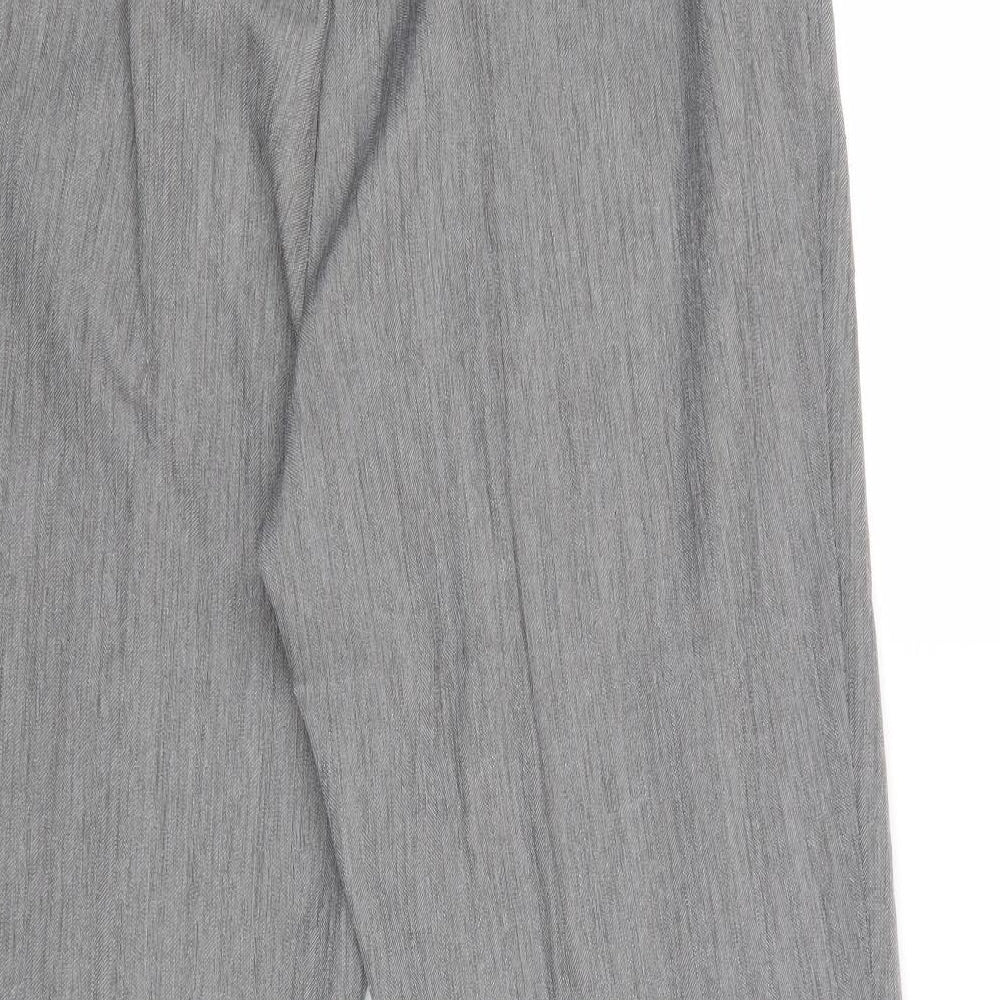 Classic Womens Grey Polyester Trousers Size 16 Regular