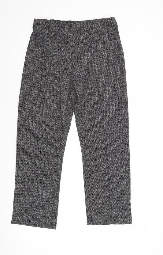 Bonmarché Womens Grey Geometric Polyester Trousers Size 10 Regular