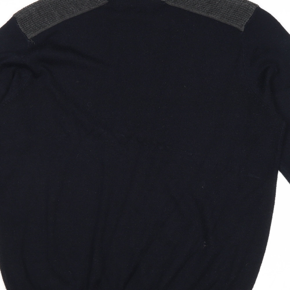 New Look Mens Blue Round Neck Acrylic Pullover Jumper Size M Long Sleeve