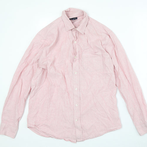Gap Mens Pink Cotton Button-Up Size M Collared Button