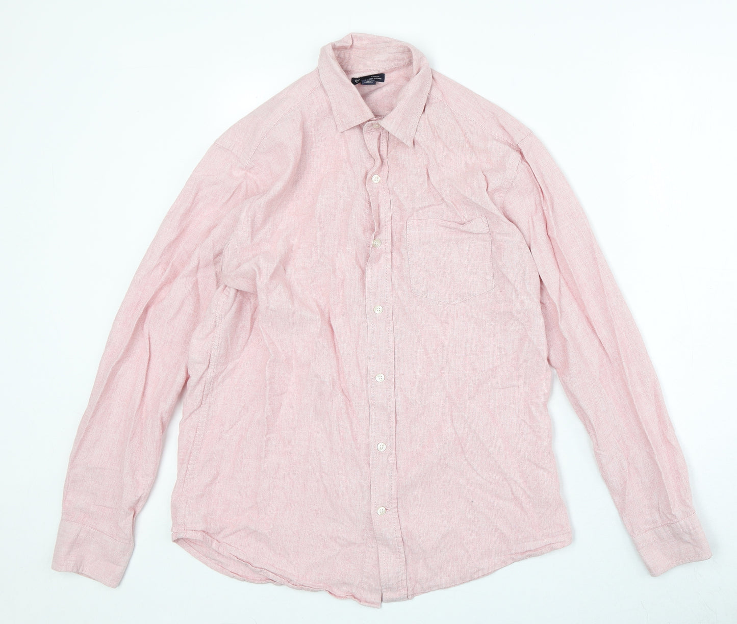 Gap Mens Pink Cotton Button-Up Size M Collared Button