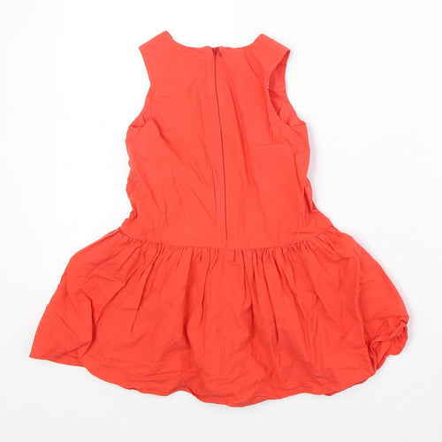 Jasper Conran Girls Red Cotton A-Line Size 2-3 Years Round Neck Zip