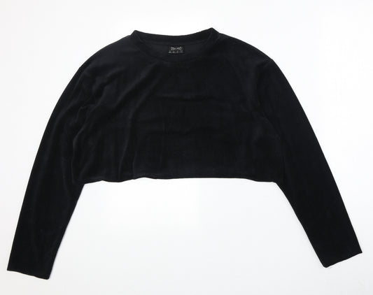 USA Pro Womens Black Cotton Pullover Sweatshirt Size 12 Pullover