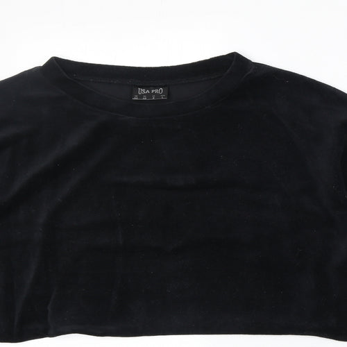 USA Pro Womens Black Cotton Pullover Sweatshirt Size 12 Pullover