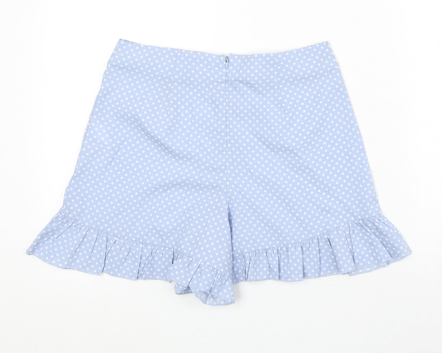 Boohoo Womens Blue Polka Dot Polyester Basic Shorts Size 10 Regular Zip