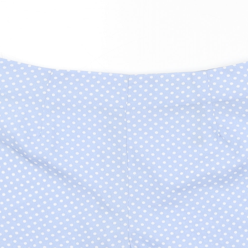 Boohoo Womens Blue Polka Dot Polyester Basic Shorts Size 10 Regular Zip