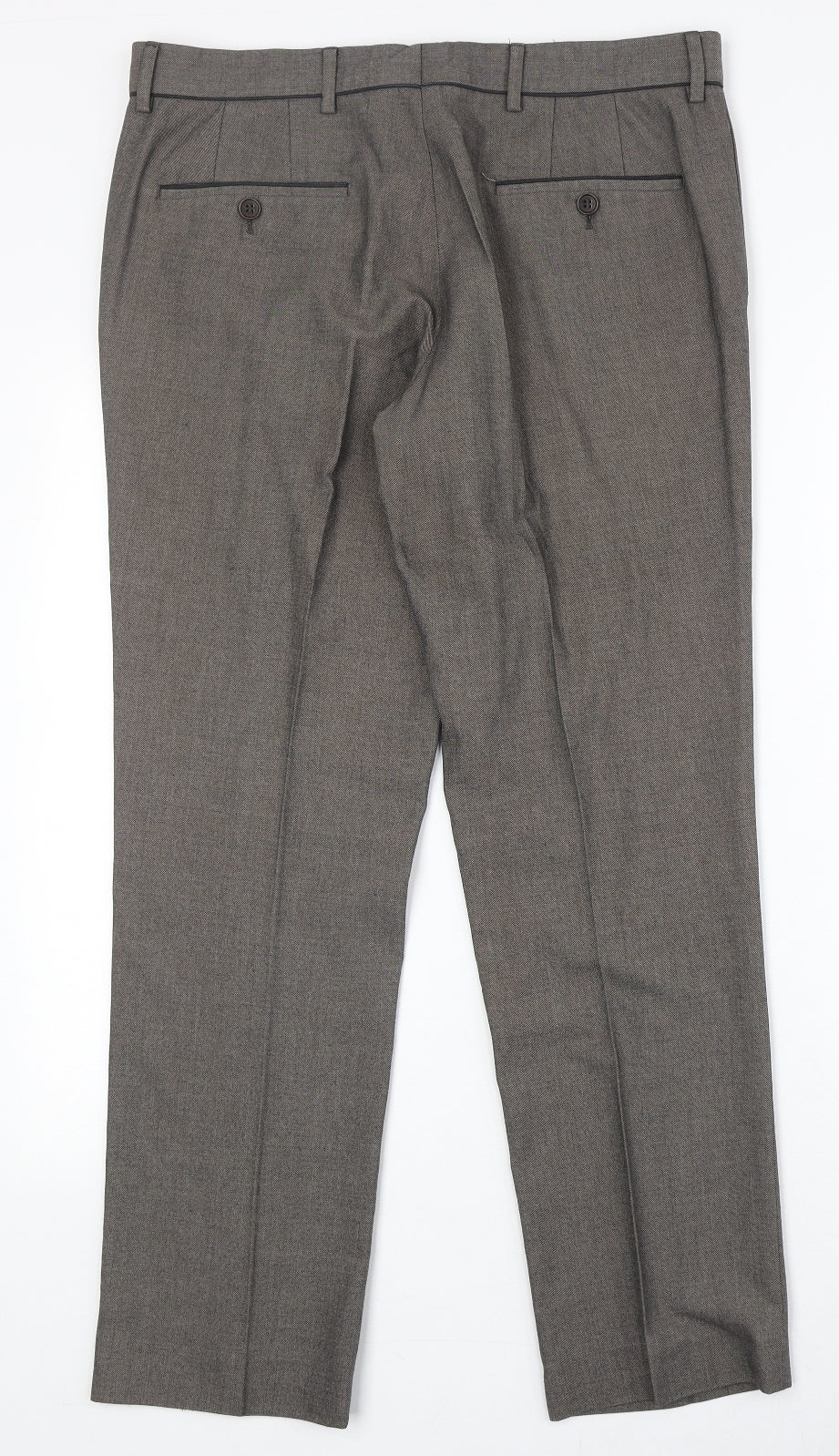 River Island Mens Grey Polyester Chino Trousers Size 34 in Regular Zip