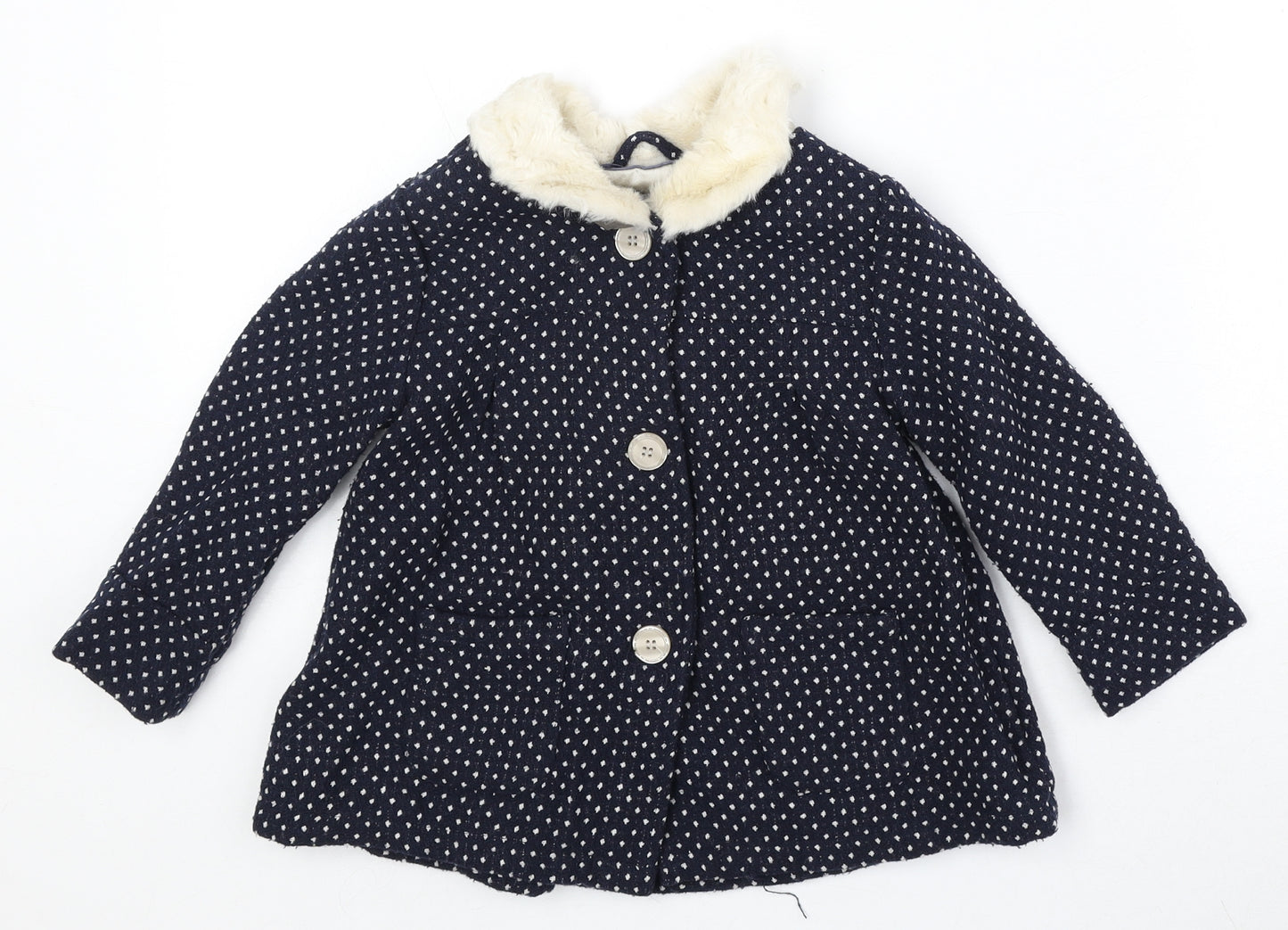 Mothercare Girls Black Polka Dot Jacket Size 2-3 Years Button