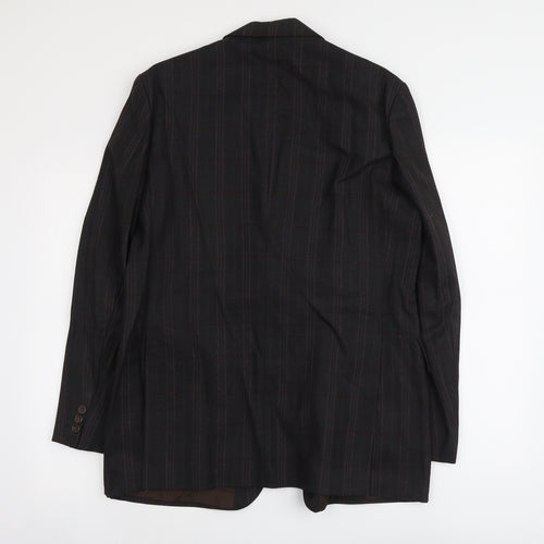 Magee Mens Black Striped Wool Jacket Suit Jacket Size L Regular