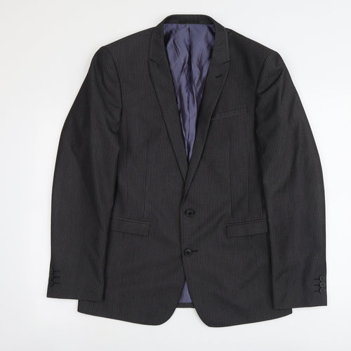 NEXT Mens Grey Striped Polyester Jacket Suit Jacket Size 40 Regular - Pinstripe