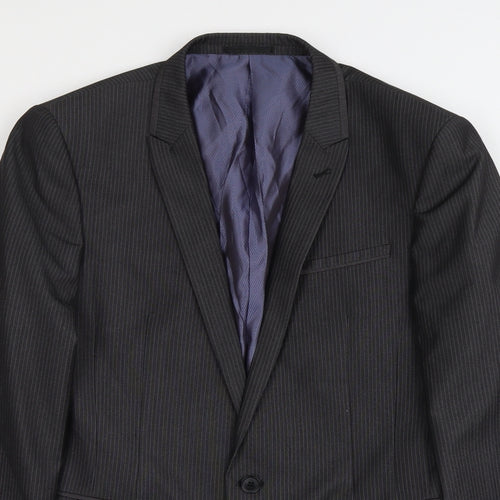 NEXT Mens Grey Striped Polyester Jacket Suit Jacket Size 40 Regular - Pinstripe