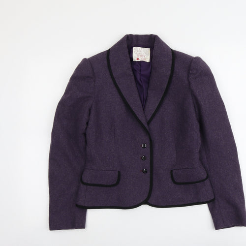 Country Casuals Womens Purple Wool Jacket Blazer Size 8