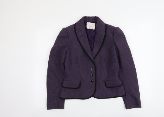 Country Casuals Womens Purple Wool Jacket Blazer Size 8