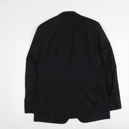 Jaeger Mens Black Wool Jacket Suit Jacket Size 40 Regular
