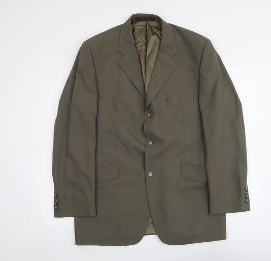 Jeff Banks Mens Green Wool Jacket Suit Jacket Size 46 Regular