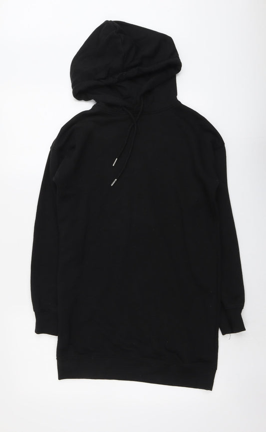New Look Womens Black Cotton Pullover Hoodie Size 6 Pullover