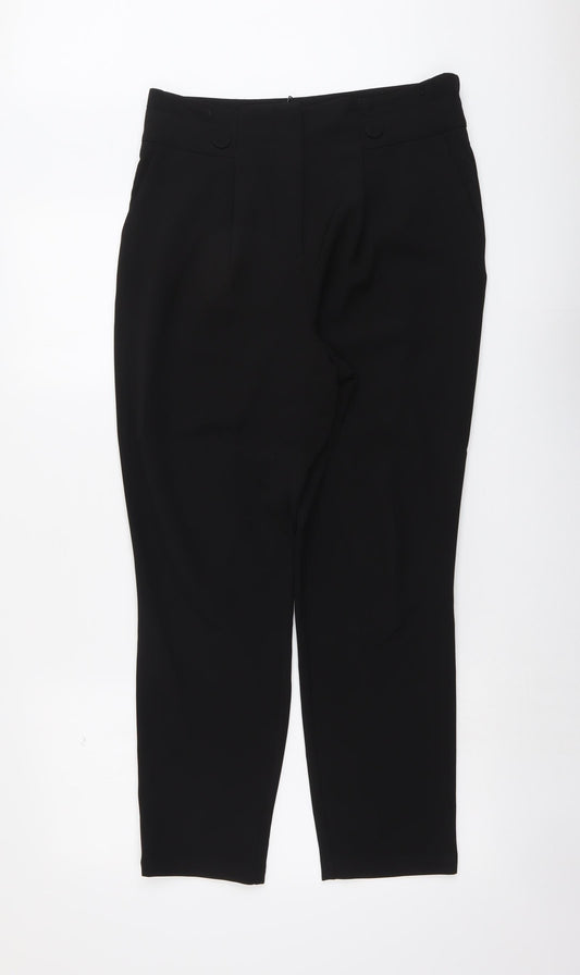 Dorothy Perkins Womens Black Polyester Trousers Size 12 L28 in Regular Button