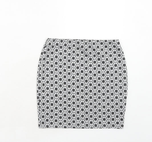New Look Girls Grey Geometric Polyester Bandage Skirt Size 12-13 Years Regular Pull On