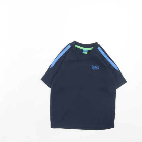Lonsdale Boys Blue Cotton Basic T-Shirt Size 3-4 Years Round Neck Pullover