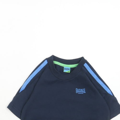 Lonsdale Boys Blue Cotton Basic T-Shirt Size 3-4 Years Round Neck Pullover